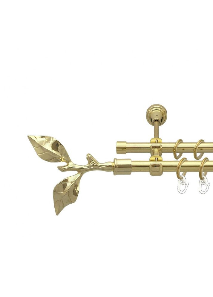 Карниз Листок Троянди металевий дворядний відкритий гладка труба Золото 16\16 мм 200 см (00-00014232) ORVIT (300283631)