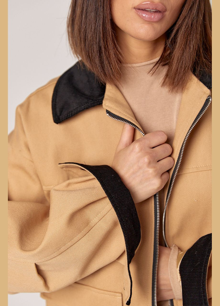 Світло-коричнева демісезонна стильна куртка No Brand