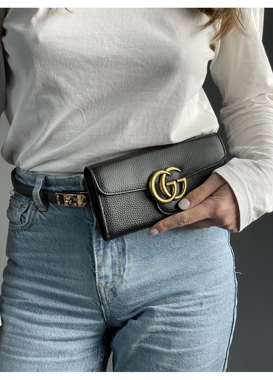 Кошелек GG Marmont Button Wallet Black/Gold No Brand (355343169)