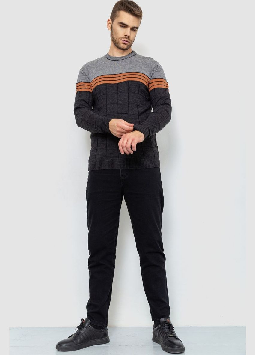 Темно-серый демисезонный свитер мужской, цвет черно-бордовый, Ager