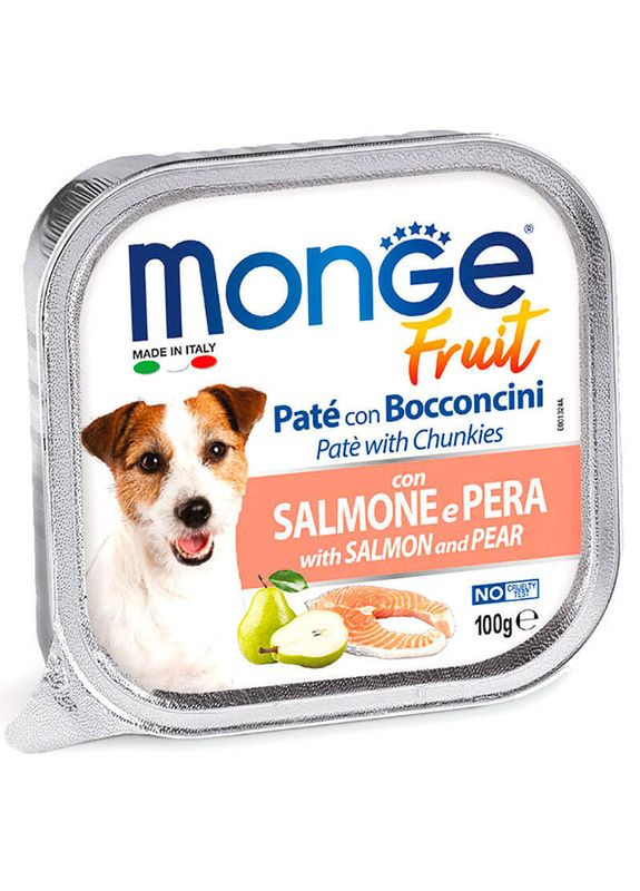 DOG FRUIT - Нежный паштет с лососем и кусочками груши для собак - 100 г Monge (327055230)