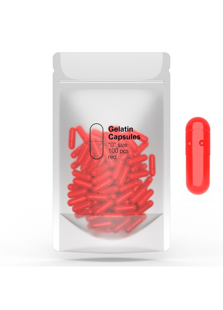Капсулы желатиновые "0" красные пустые 100 шт. 0,68 мл. твердые Желатиновые капсулы для лекарств China (280931292)