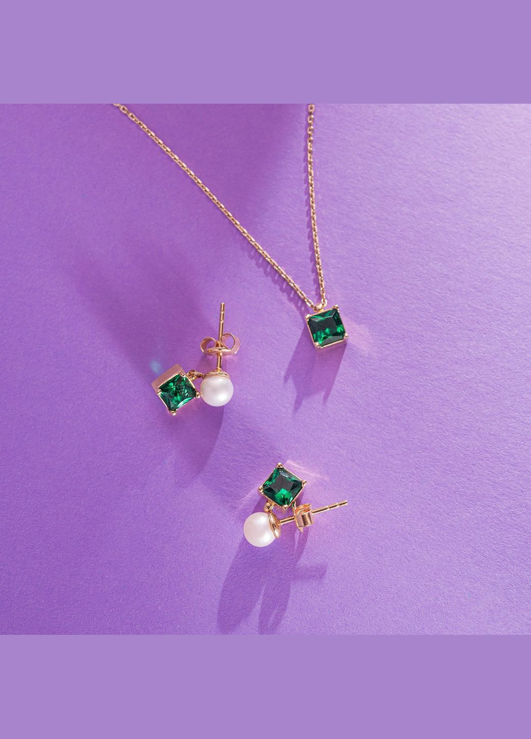 Золотое колье Альма (зеленый фианит) кол02368 45 Oniks (264644573)