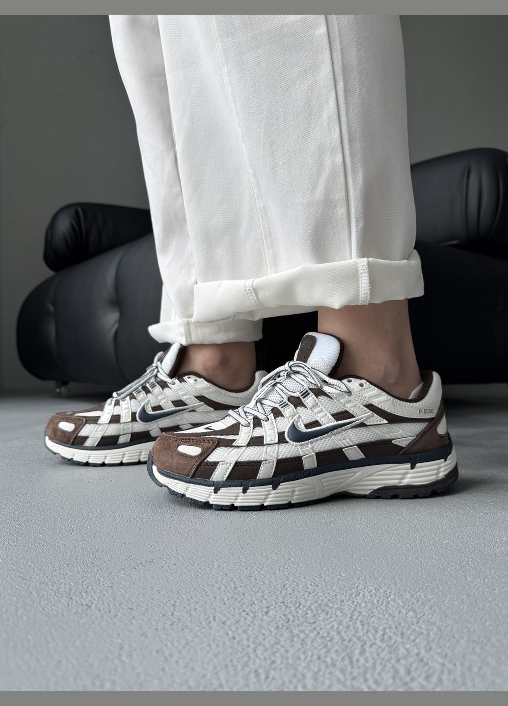 Кросівки жіночі і чоловічі Nike P-6000 White Brown | Найк Р-6000 коричневі No Brand коричневі демісезони (342717906)