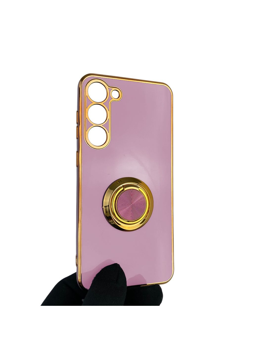 Чохол для Galaxy S23 Plus (SM-S916B) з кільцем-підставкою із золотою окантовкою на самсунг с23 плюс чорничний gs1 Samsung (366227990)