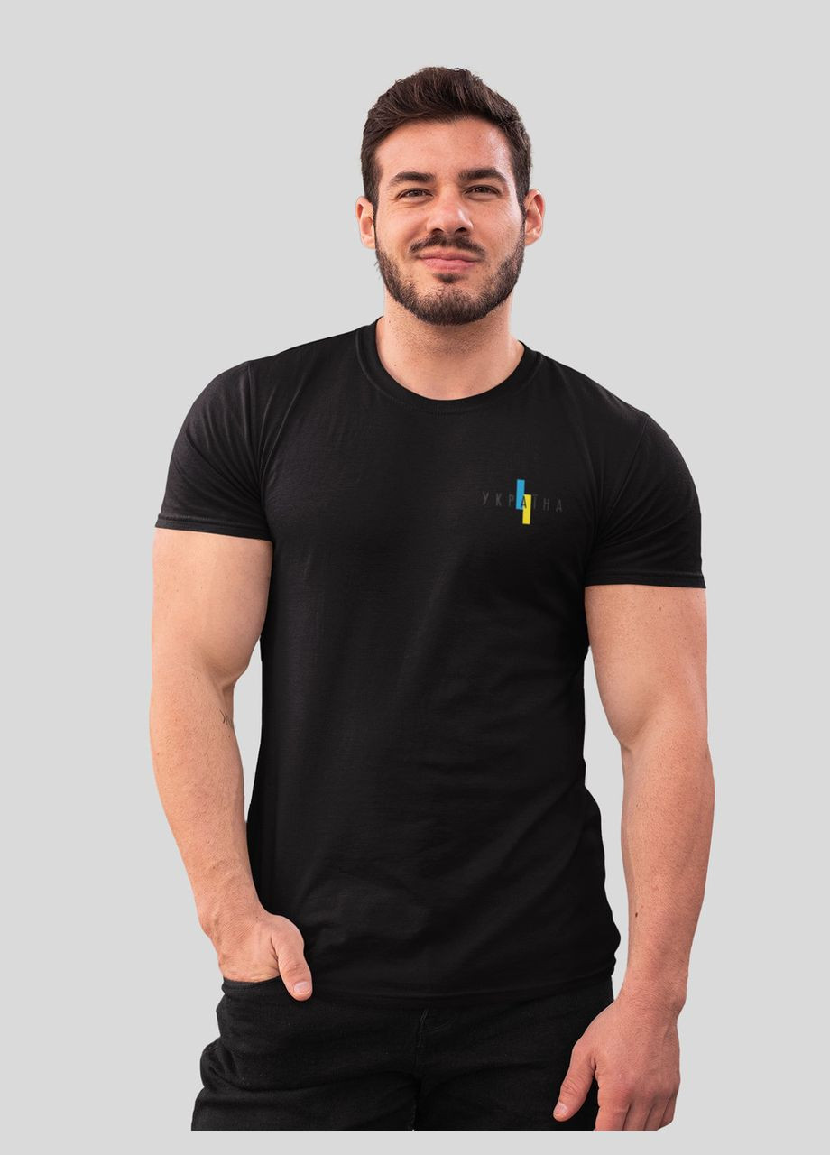 Черная футболка мужская с надписям украина на груди с коротким рукавом Mishe