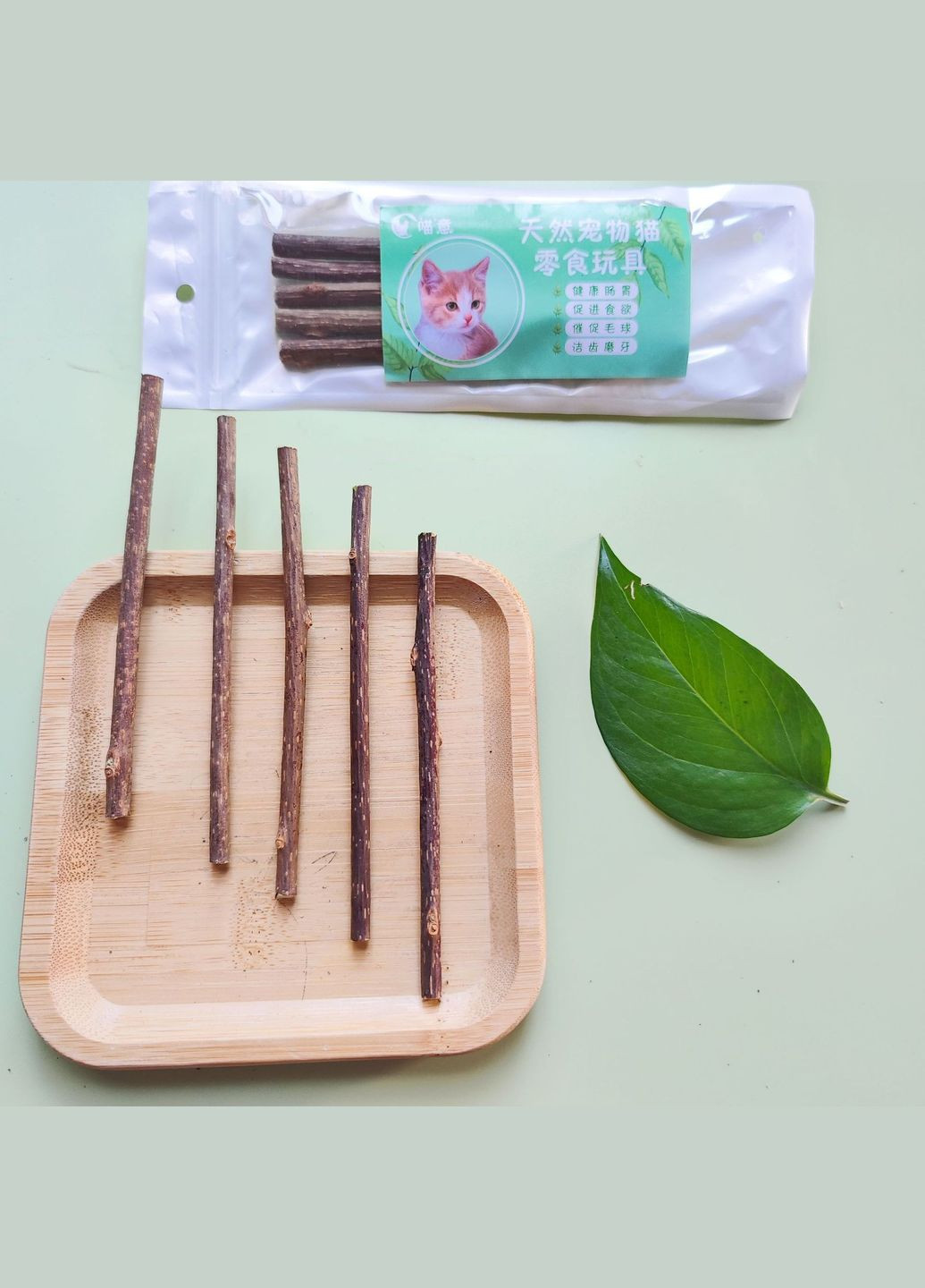 Дерев'яні жувальні палички кішці для догляду за зубами і як іграшка коту в наборі з 5 шт No Brand (322594621)