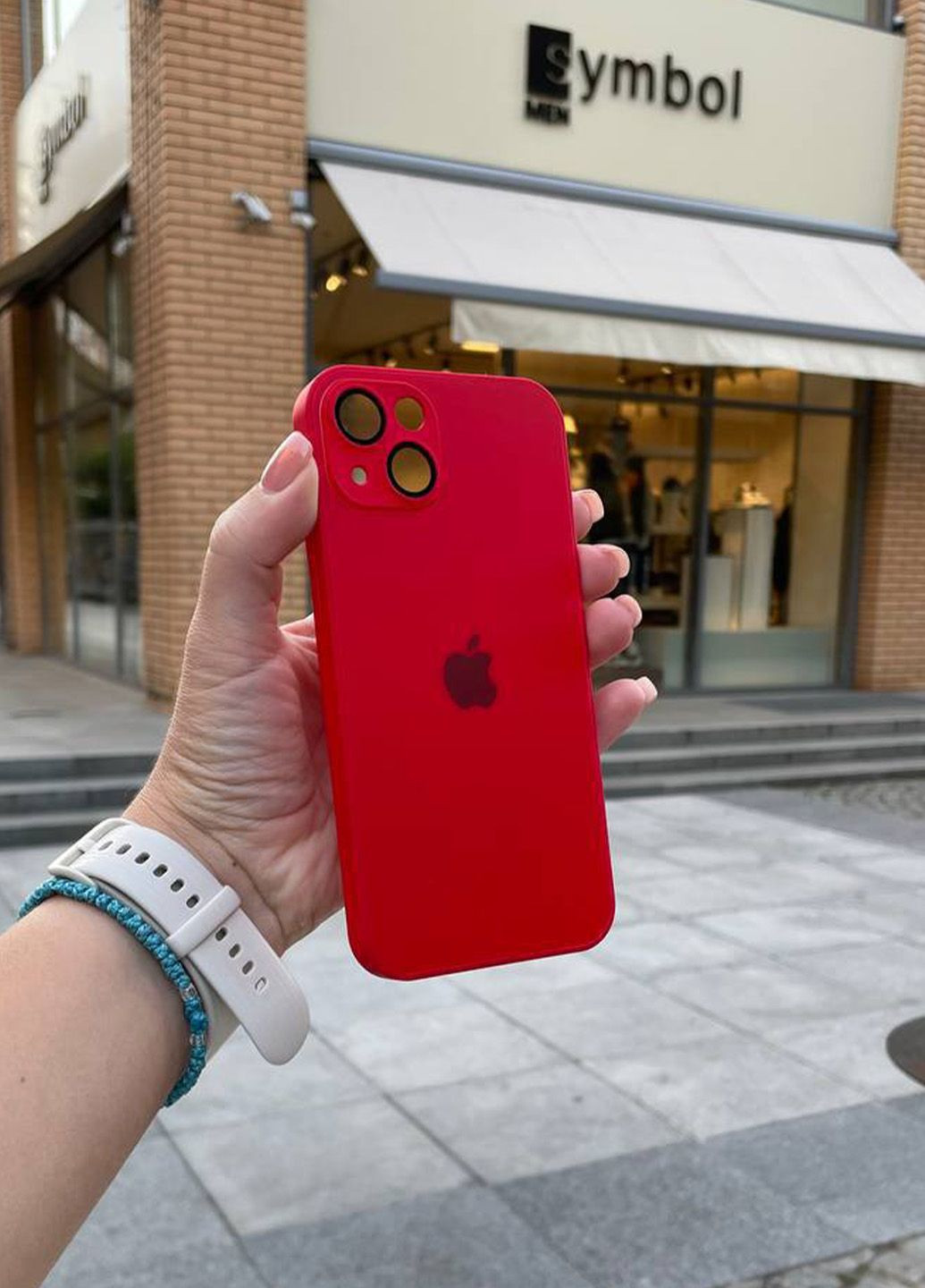 Чохол скляний для iPhone 13 червоний Cola Red No Brand (282676387)