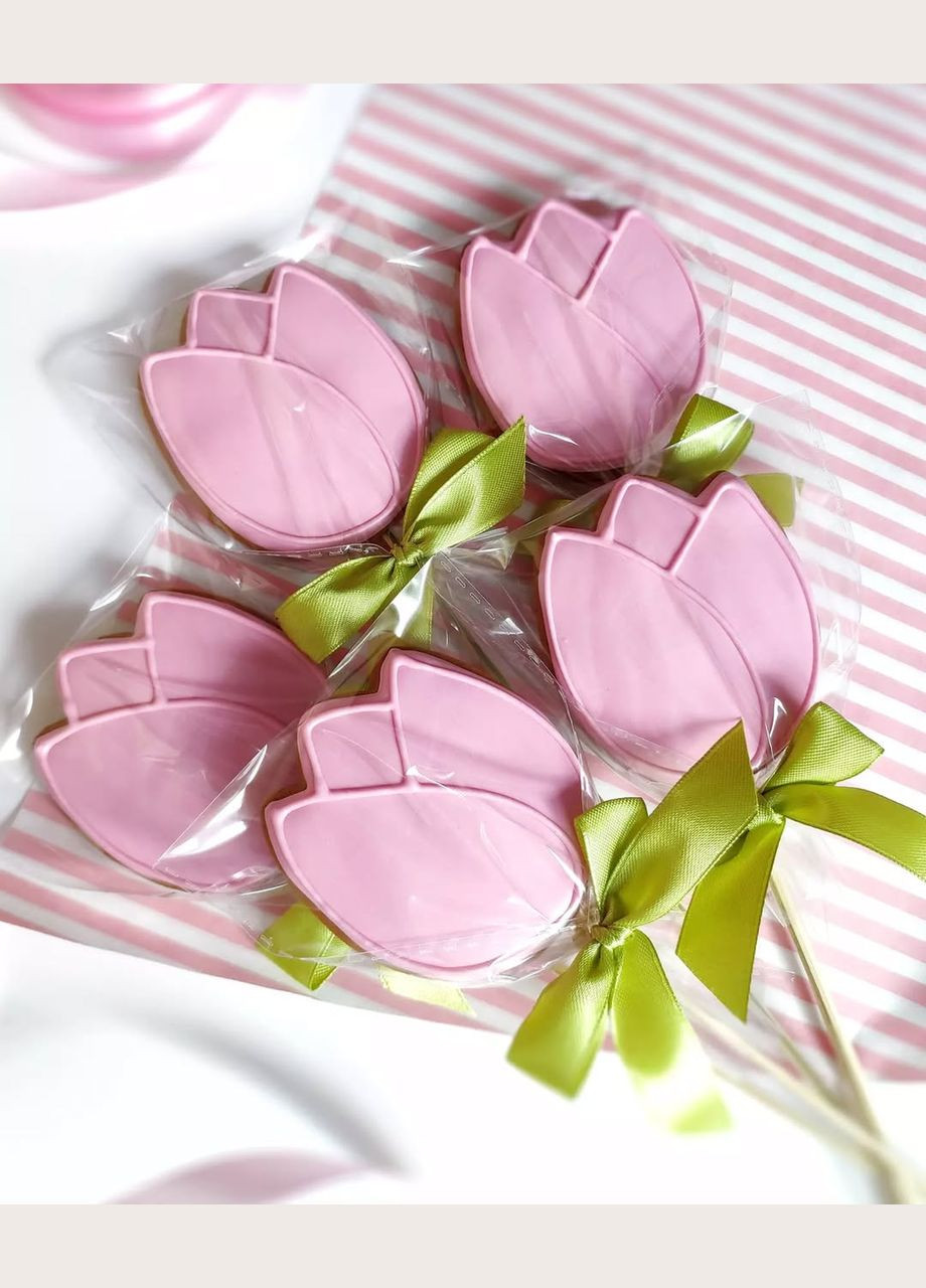 Пряник тюльпан поштучно на палочке с лентой No Brand (365865163)