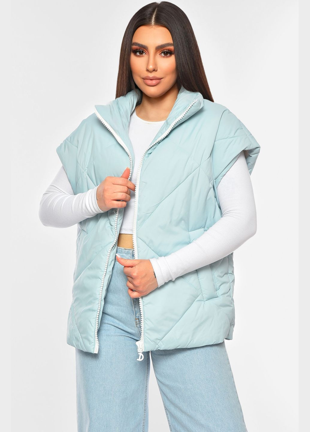 Жилетка жіноча однотонна світло-блакитного кольору Let's Shop (329995753)