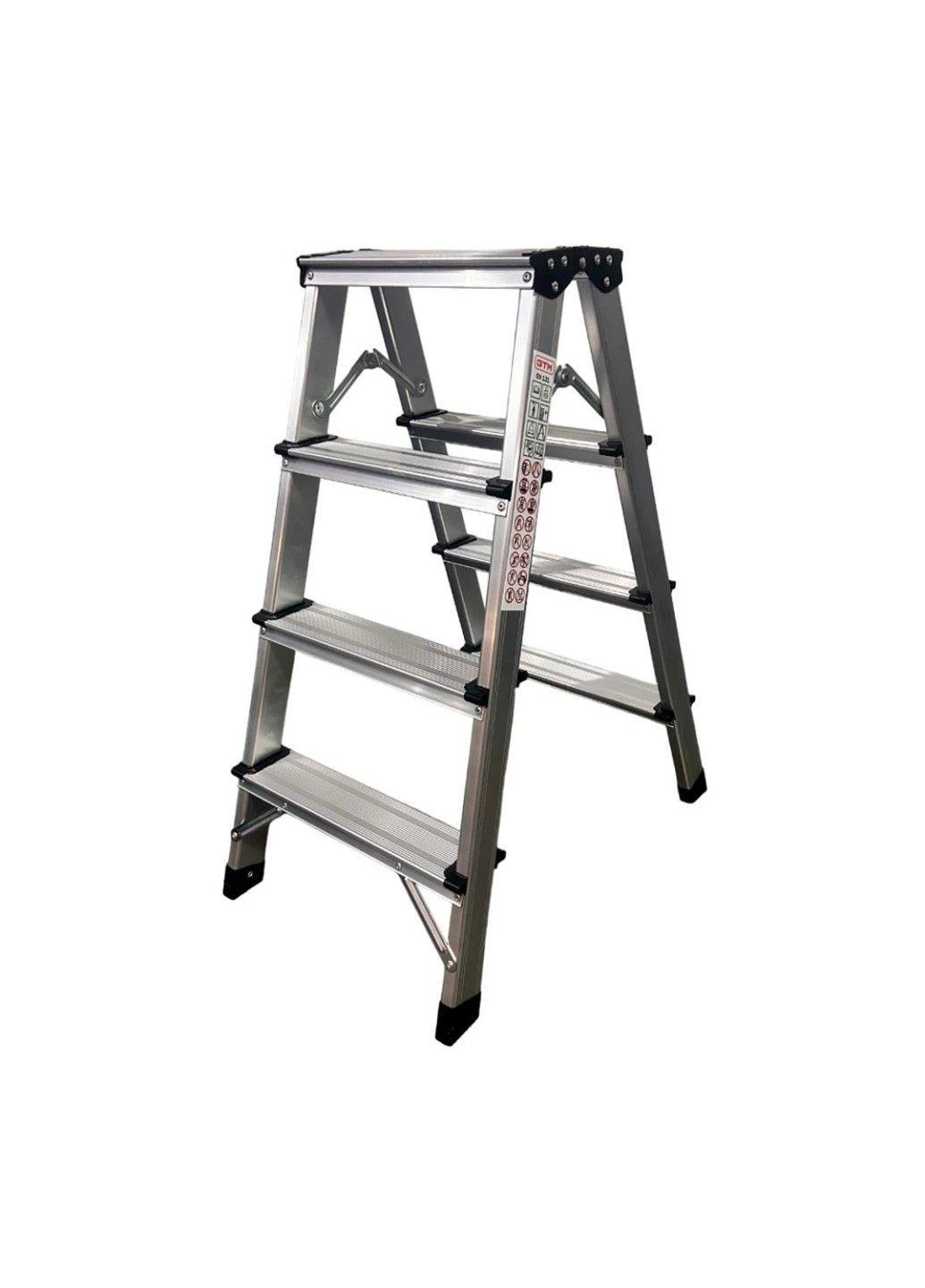 Стремянка двухсторонняя алюминиевая KMH1204 (0.78 м, 2 секции, 8 ступеней, 2.9 кг) GTM (339679050)