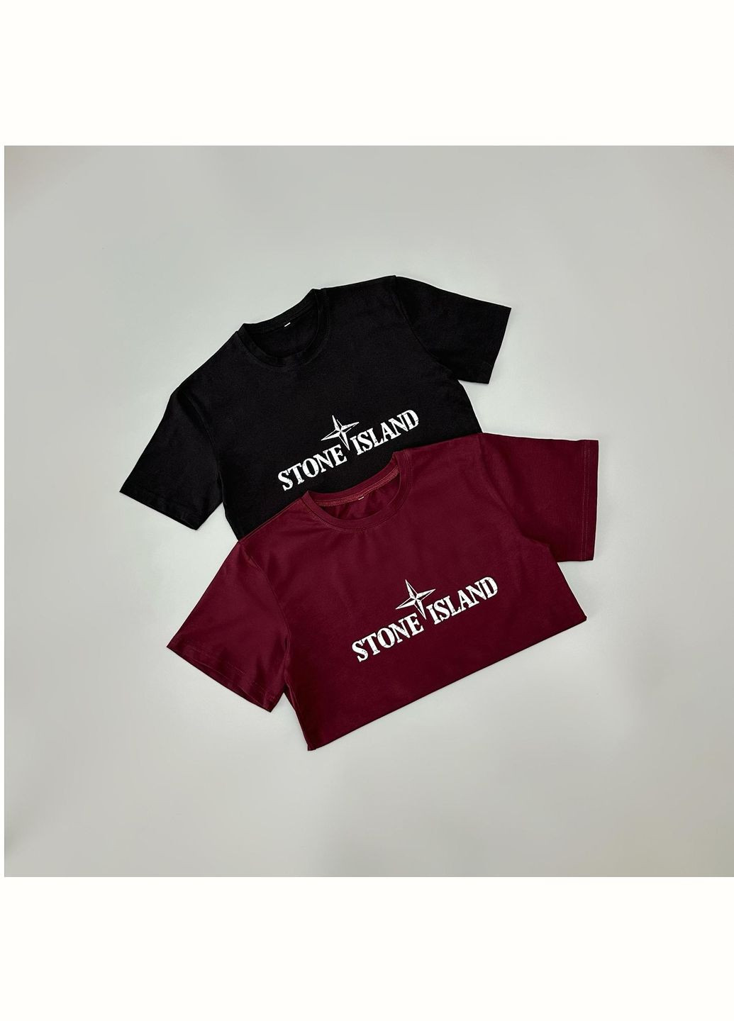 Черная стильные мужские 2 футболки stone island черная и красная с коротким рукавом No Brand