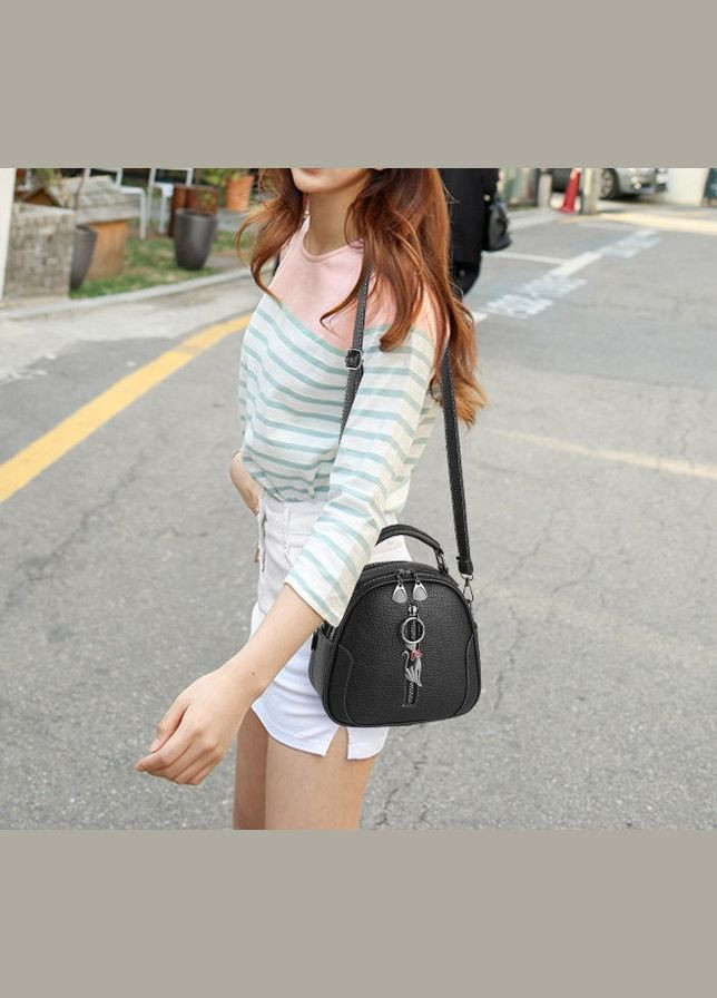 Жіноча міні сумочка на плече з екошкірою овальна чорна (sku_1062Ч) No Brand (330576627)