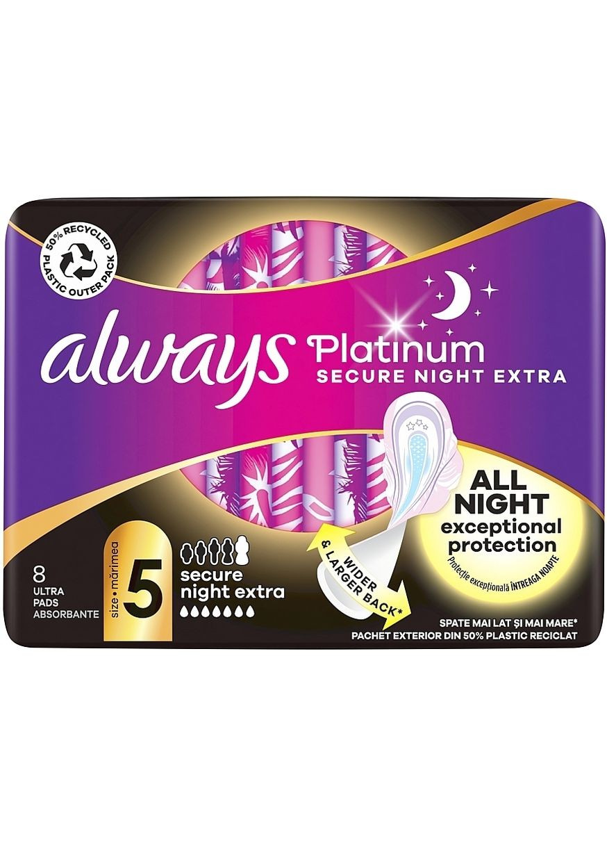 Гігієнічні прокладки, розмір 5, 8 шт Ultra Secure Night Extra 8шт (1298272-6221607) Always (368641270)