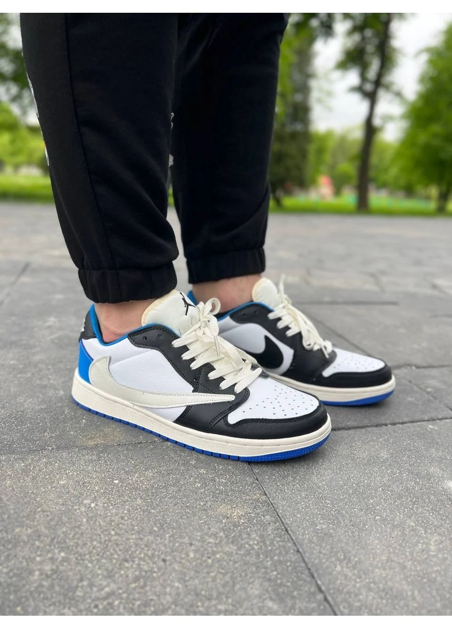 Комбіновані кросівки чоловічі nike travis scott x fragment x jordan 1 low найк аір ретро демісезон No Brand