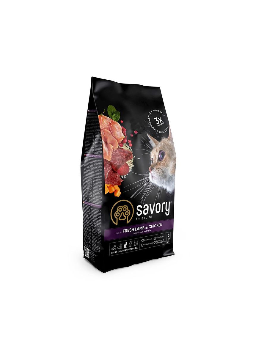 Корм для кішок стерелізованих Steril Fresh Lamb & Chicken 2 кг, з ягнятком та куркою Savory (293408384)
