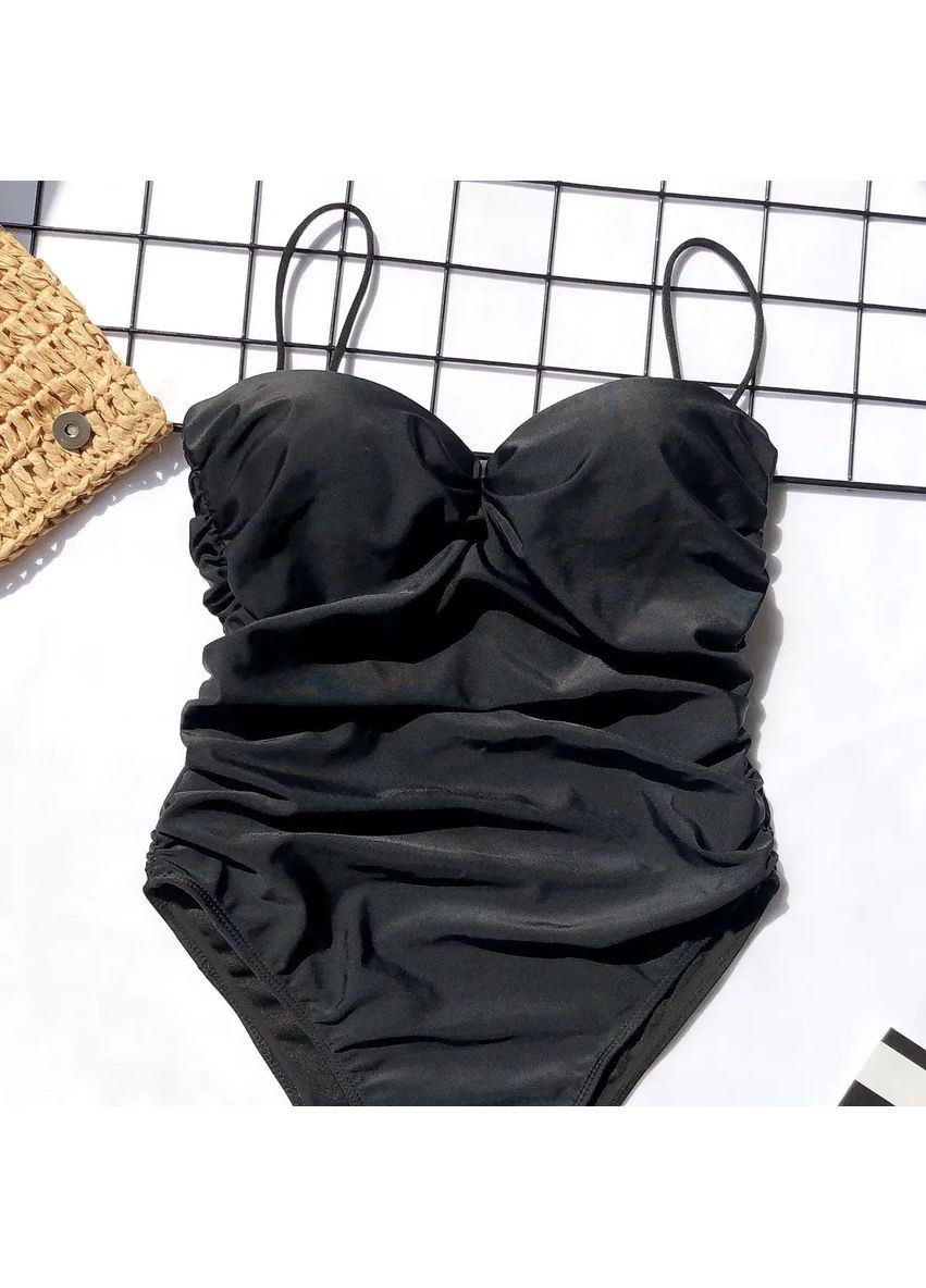 Чорний літній модний жіночий суцільний купальник із жорстким пушапом і кісточками. жіночий суцільний купальник виготовлений із качес, l China