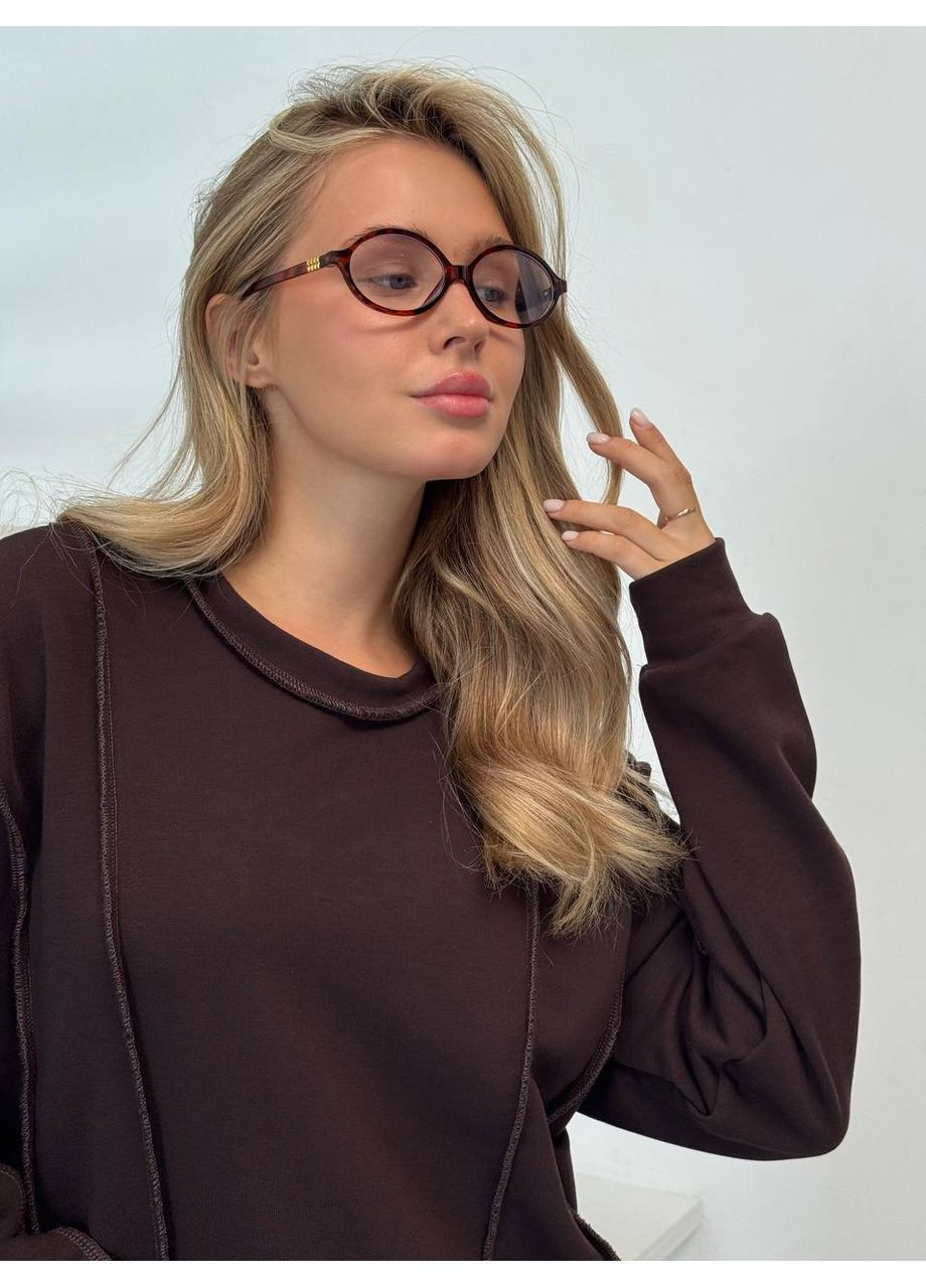 Темно-коричневий жіночий світшот однотонний без декору (366971723)