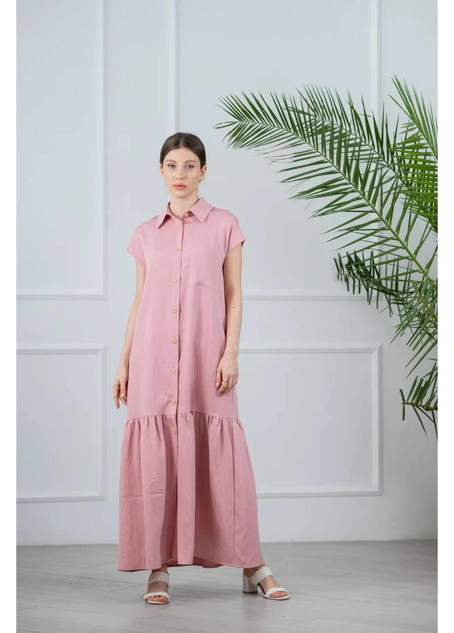 Пудрова плаття-сорочка жіноче ґудзики 42 пудра Azuri