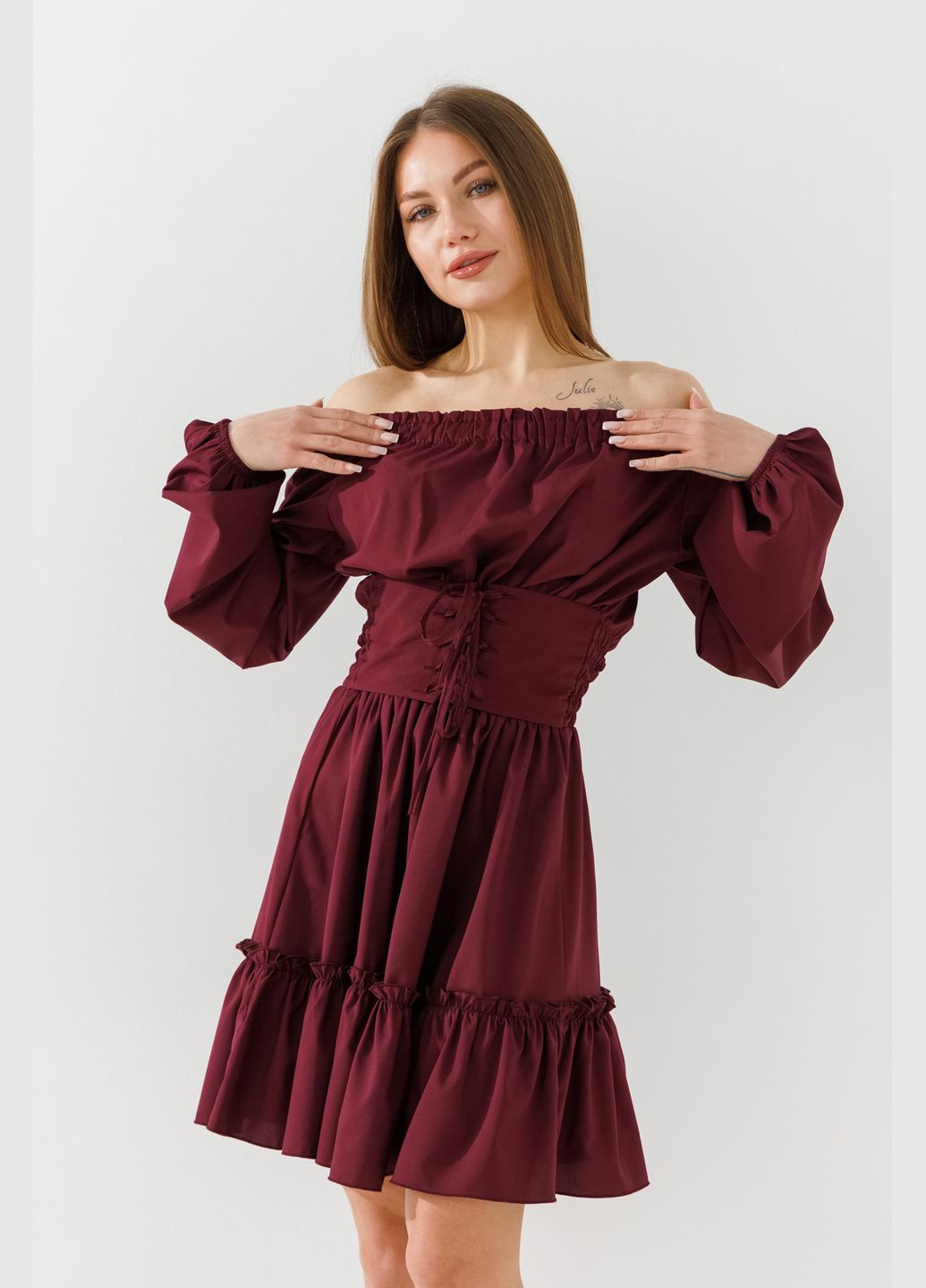 Бордовое повседневный платье On me