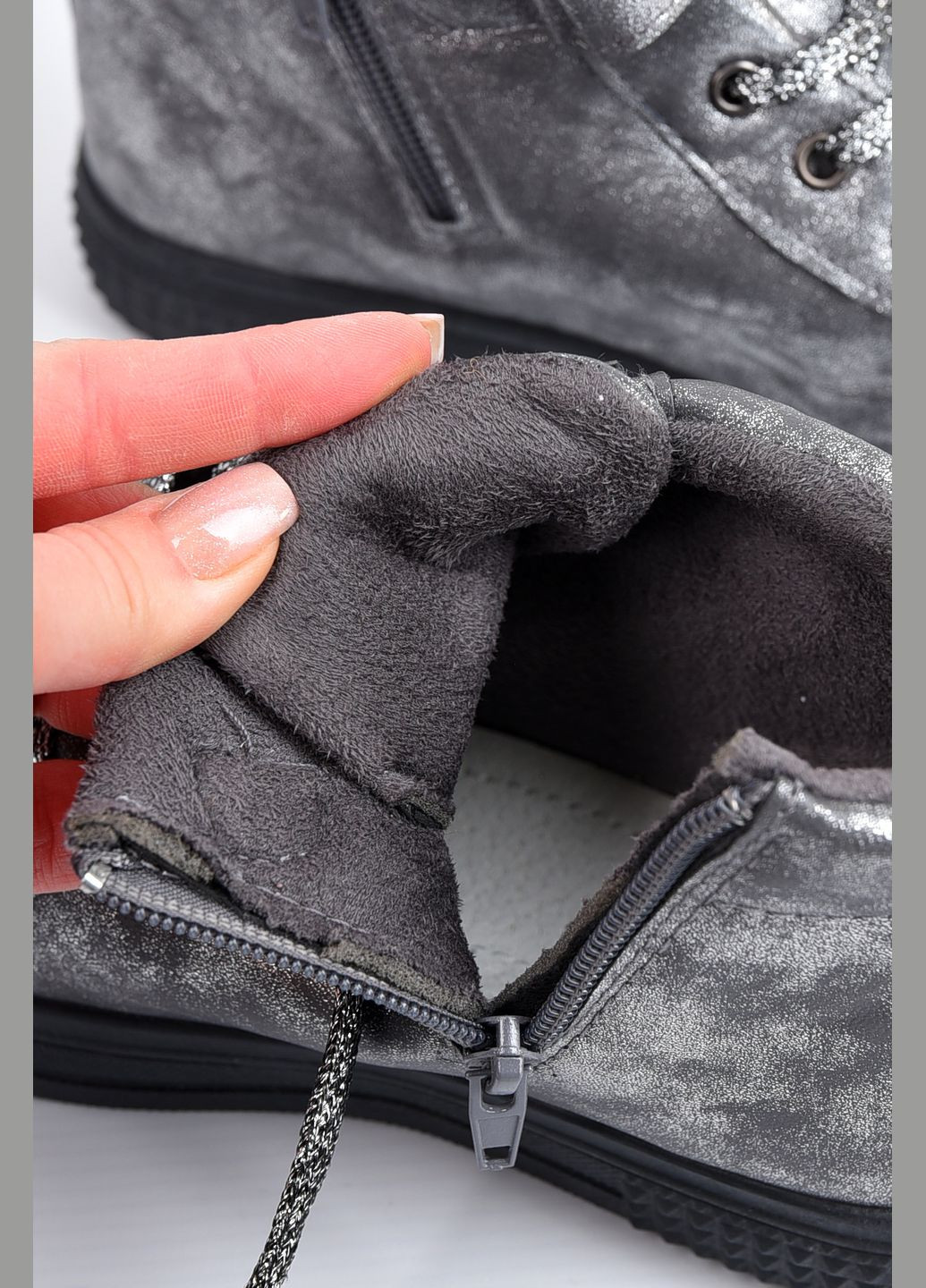 Черные кэжуал осенние ботинки детские демисезон серебристого цвета Let's Shop