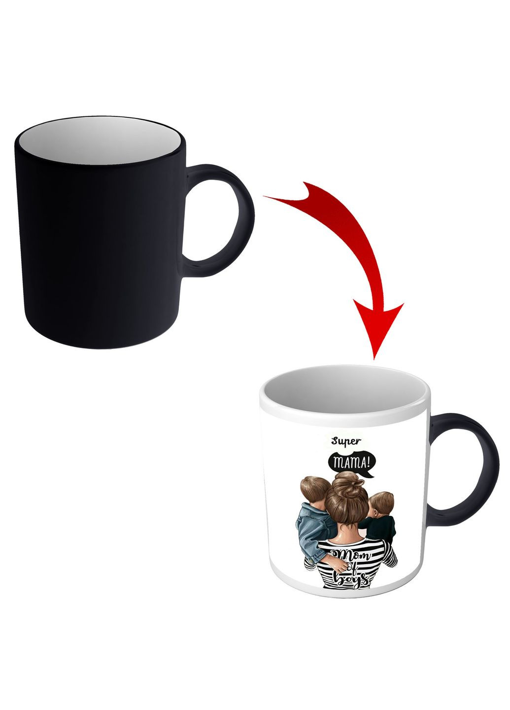 Чашка хамелеон для мами двох синочків - Супер мама No Brand (302522717)