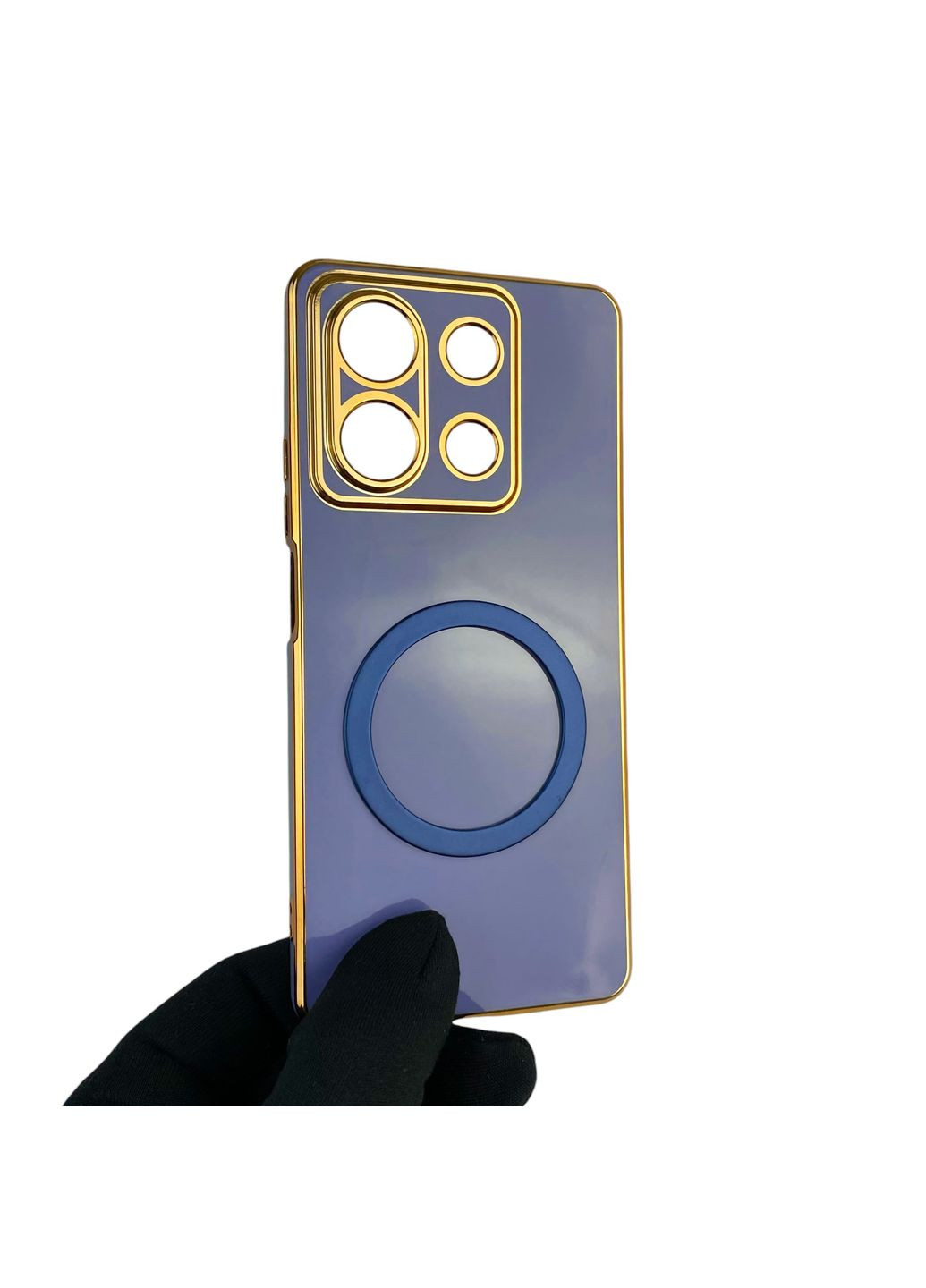 Чохол для Redmi Note 13 5G з кільцем MagSafe із золотою окантовкою на сяомі редмі нот 13 синій gs1 Xiaomi (366234276)