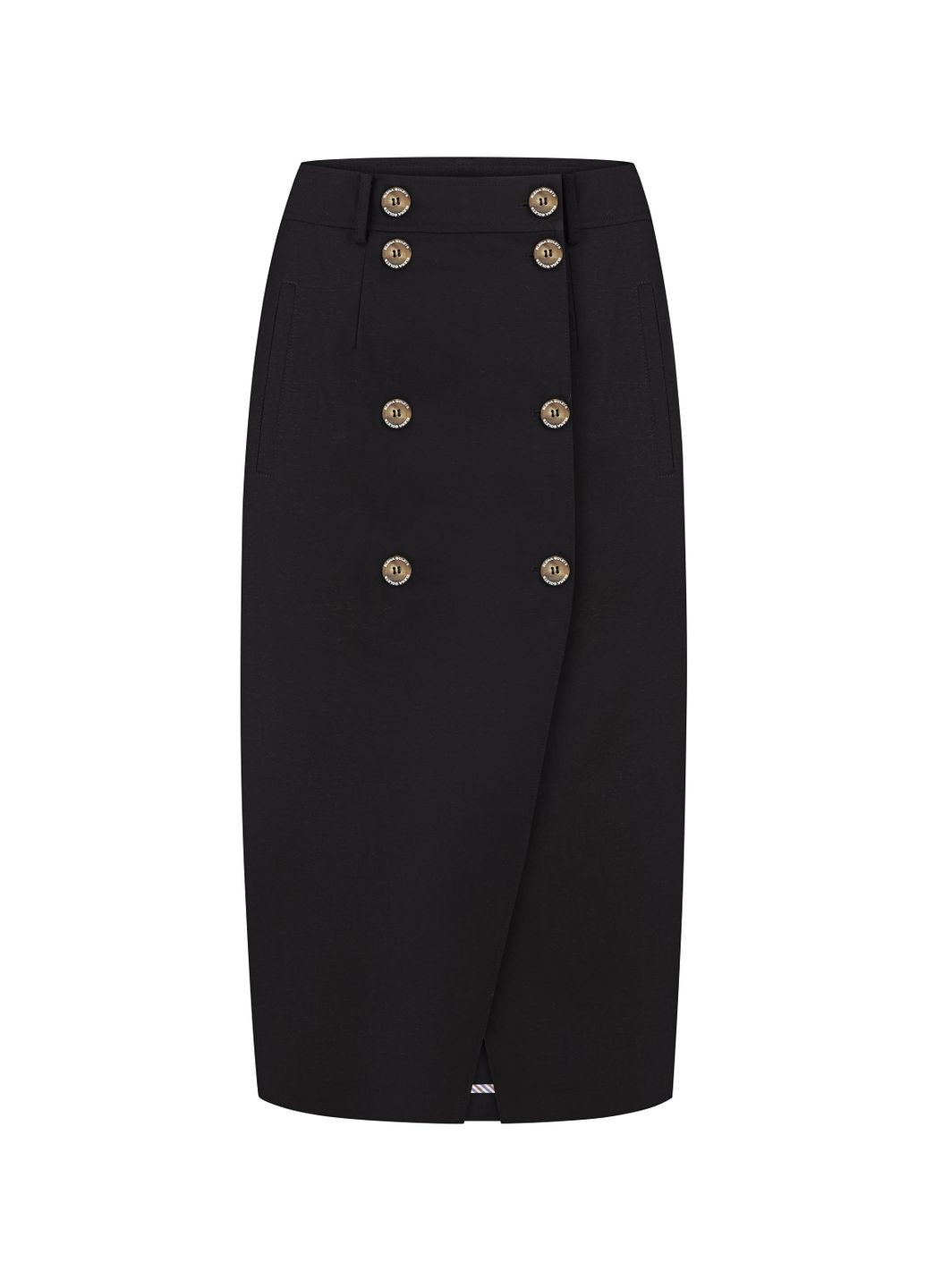 Черная хлопчатобумажная черная юбка на запах длины меди винсент Dolcedonna