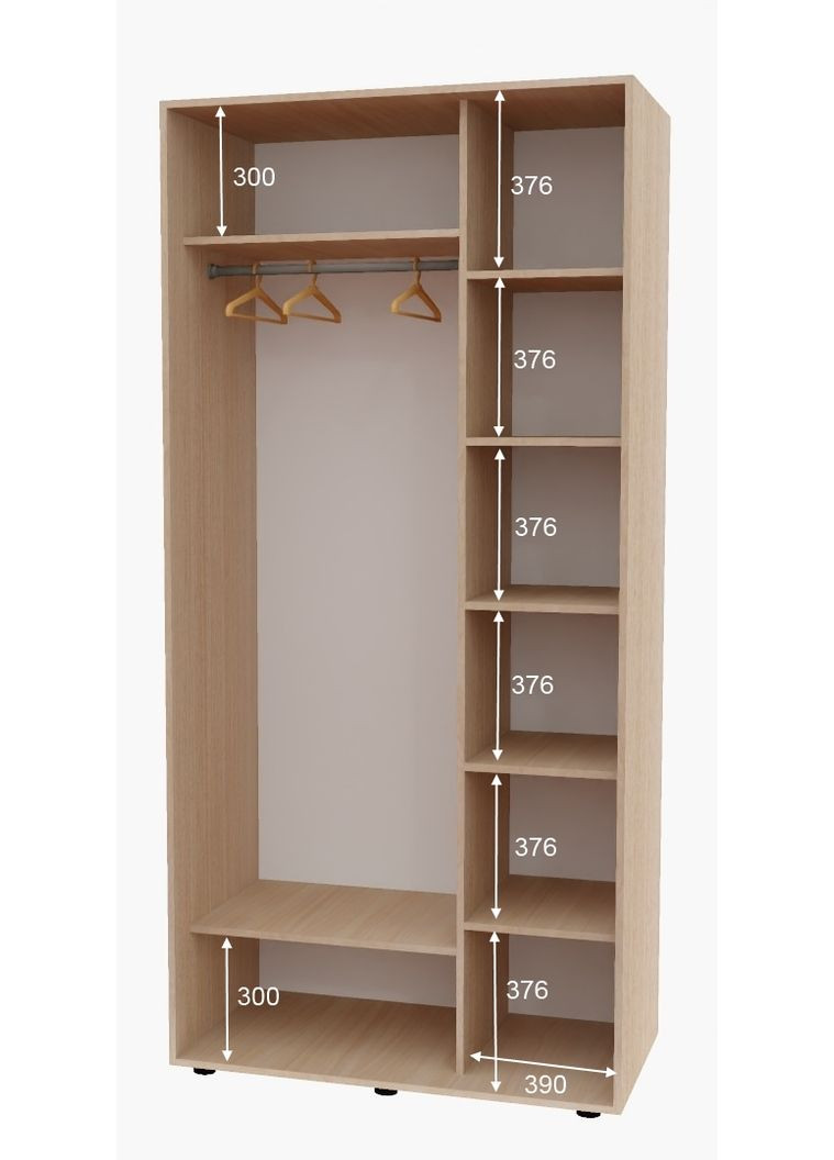 Шафа-купе дводверна 100*60*220 Дуб молочний ДСП/Дзеркало з піскострумним малюнком Алекса (360477690)