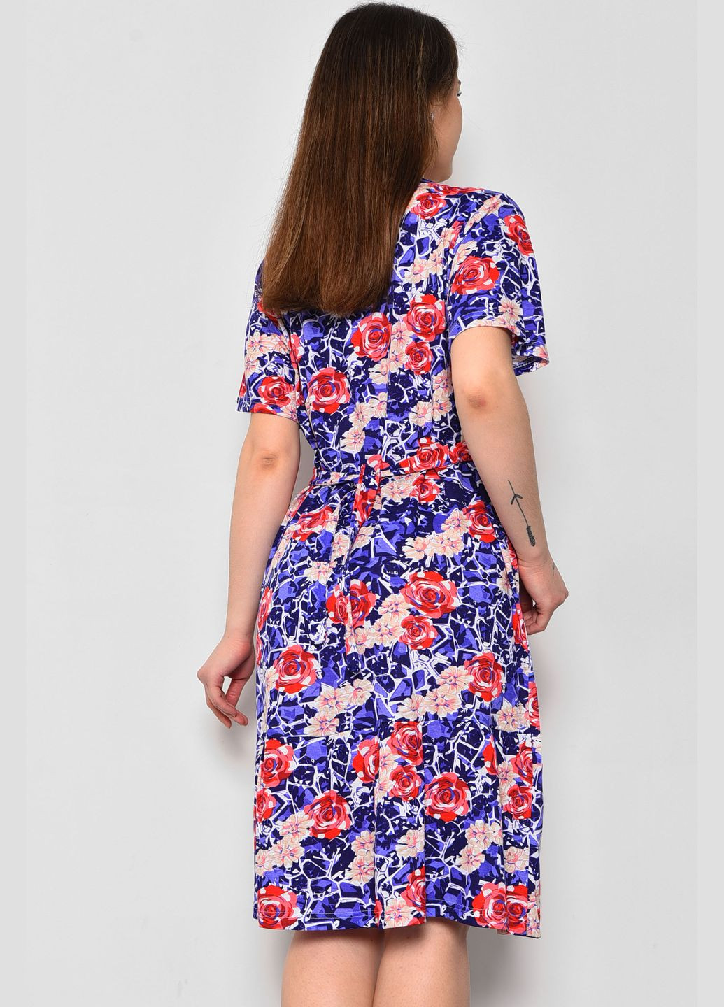 Халат жіночий батальний з квітковим принтом фіолетового кольору Let's Shop (280777214)