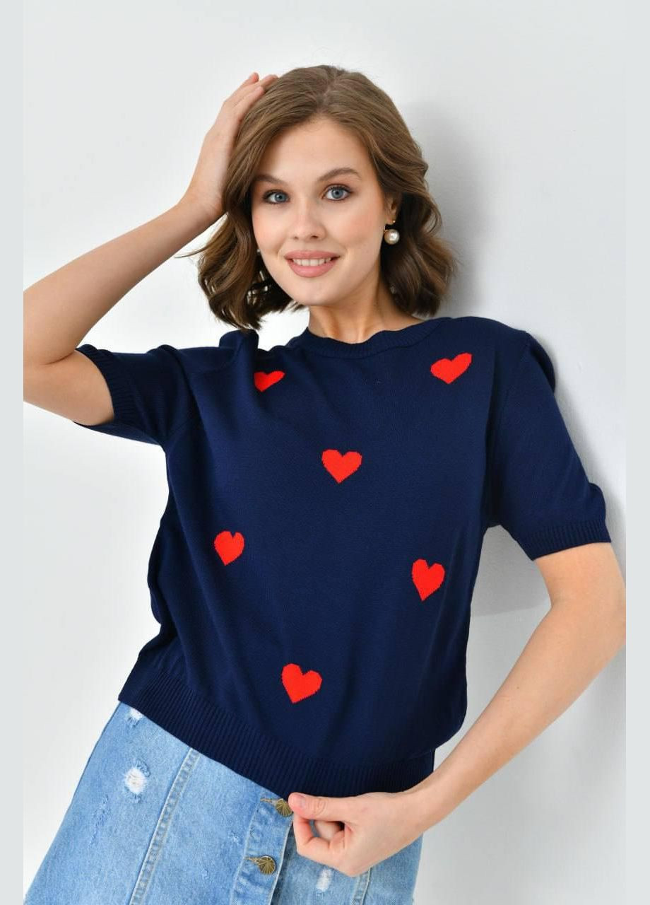 Светло-синяя демисезон футболка с сердечками No Brand