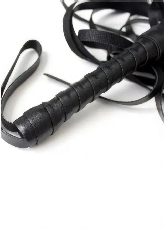 Довгий шкіряний батіг з рукояткою нагайка для рольових ігор хлист з еко шкіри кнут унісекс атрибутика для дорослих пар 44 см Cindylove (368999767)