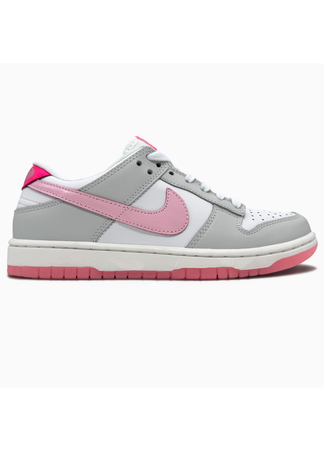 КРОСІВКИ ЖІНОЧІ NIKE SB DUNK LOW GREY / WHITE / PINK НАЙК СБ ДАНК No Brand рожеві демісезони (368855030)
