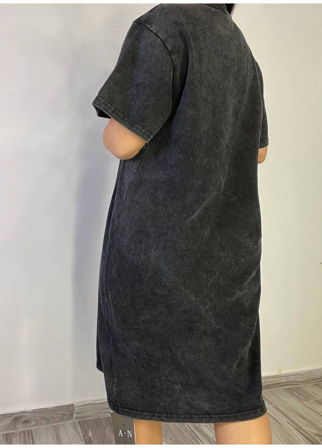 Чорна сукня-футболка жіноча a-n 2666-1 тай-дай оверсайз No Brand