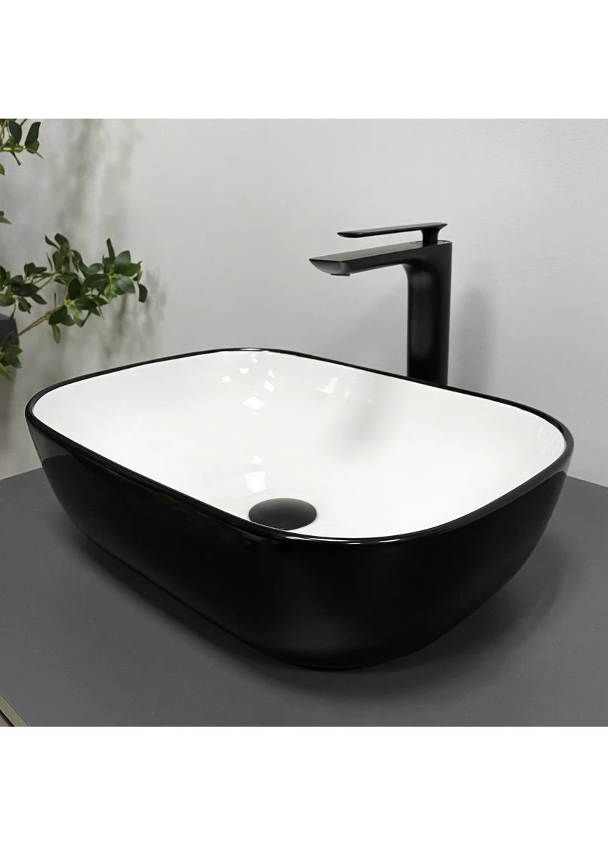 Умивальник (раковина) RAVENNA BLACK WHITE GLOSSY накладний VBI (383387235)