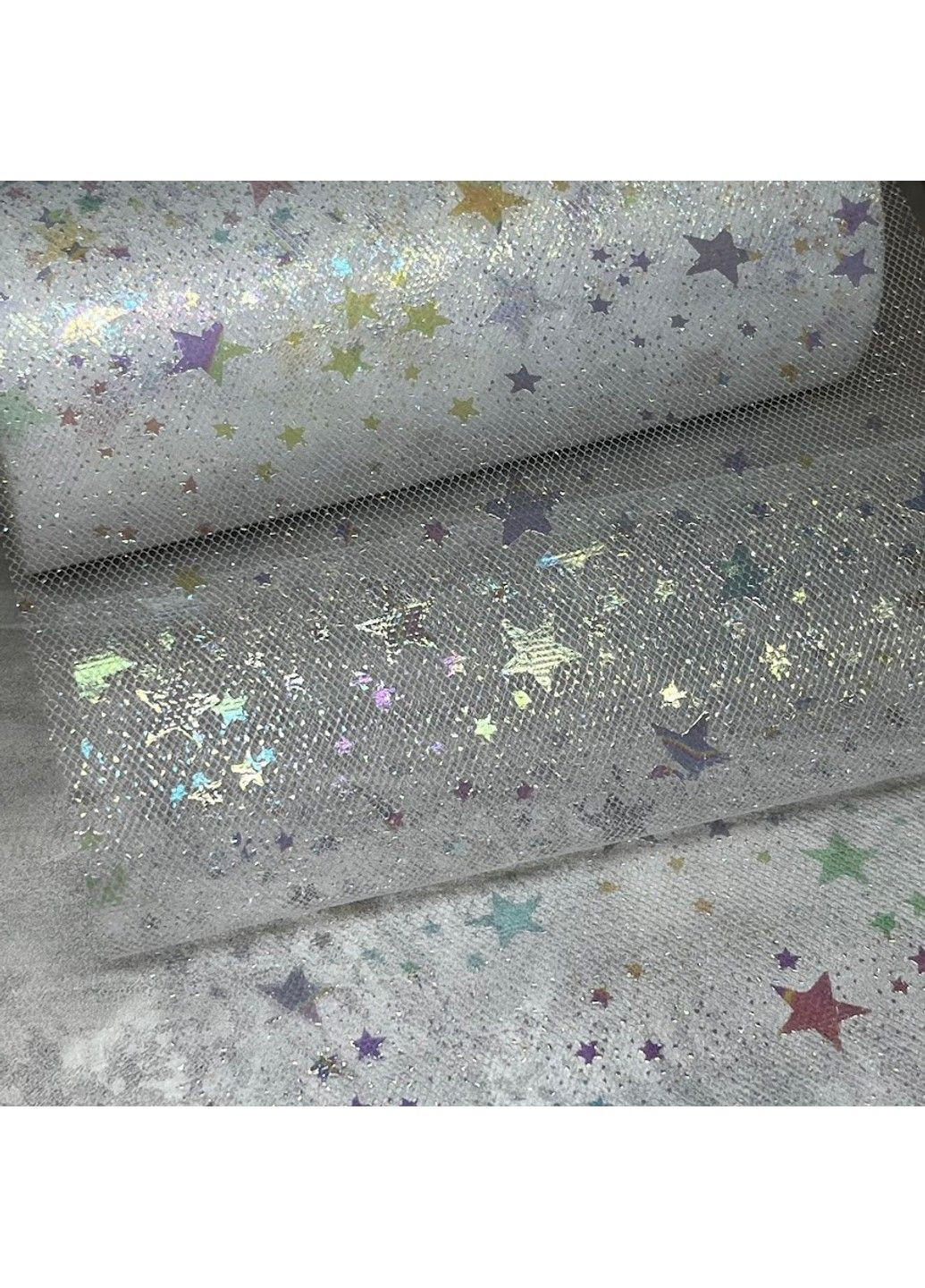 Фатин Зірочка- ширина 15 см, білий, метр No Brand (306454780)