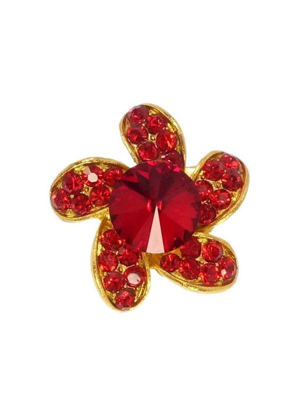 Брошка "Квітка з червоними стразами" (074318) Xuping Jewelry (356459012)