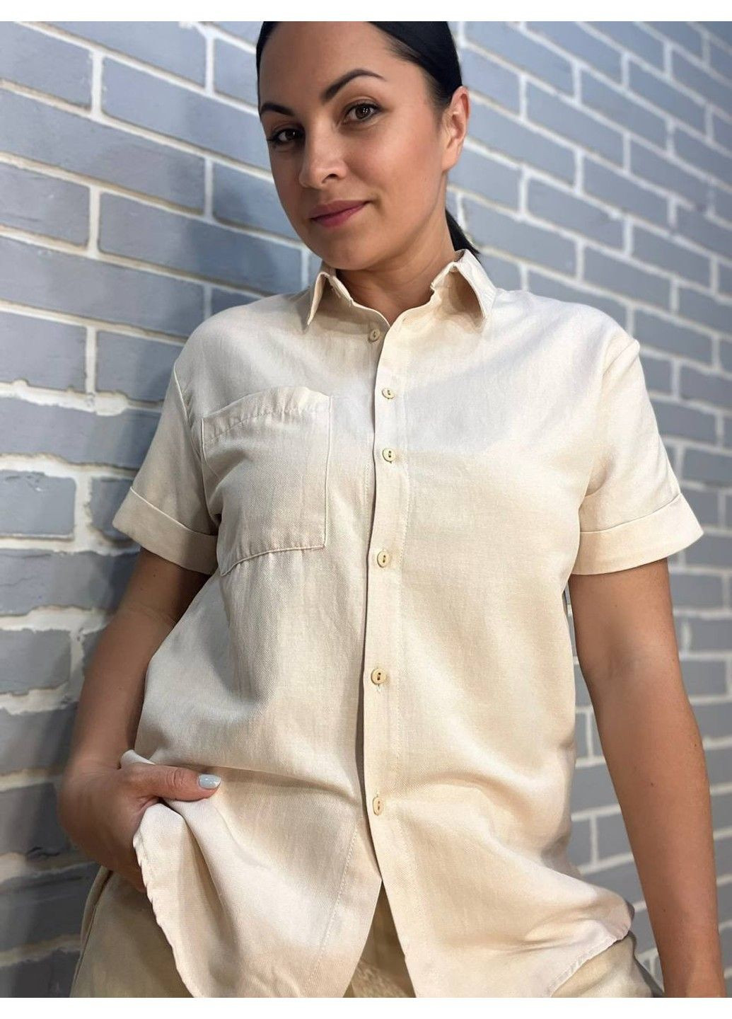 Бежевая рубашка MIX RAY