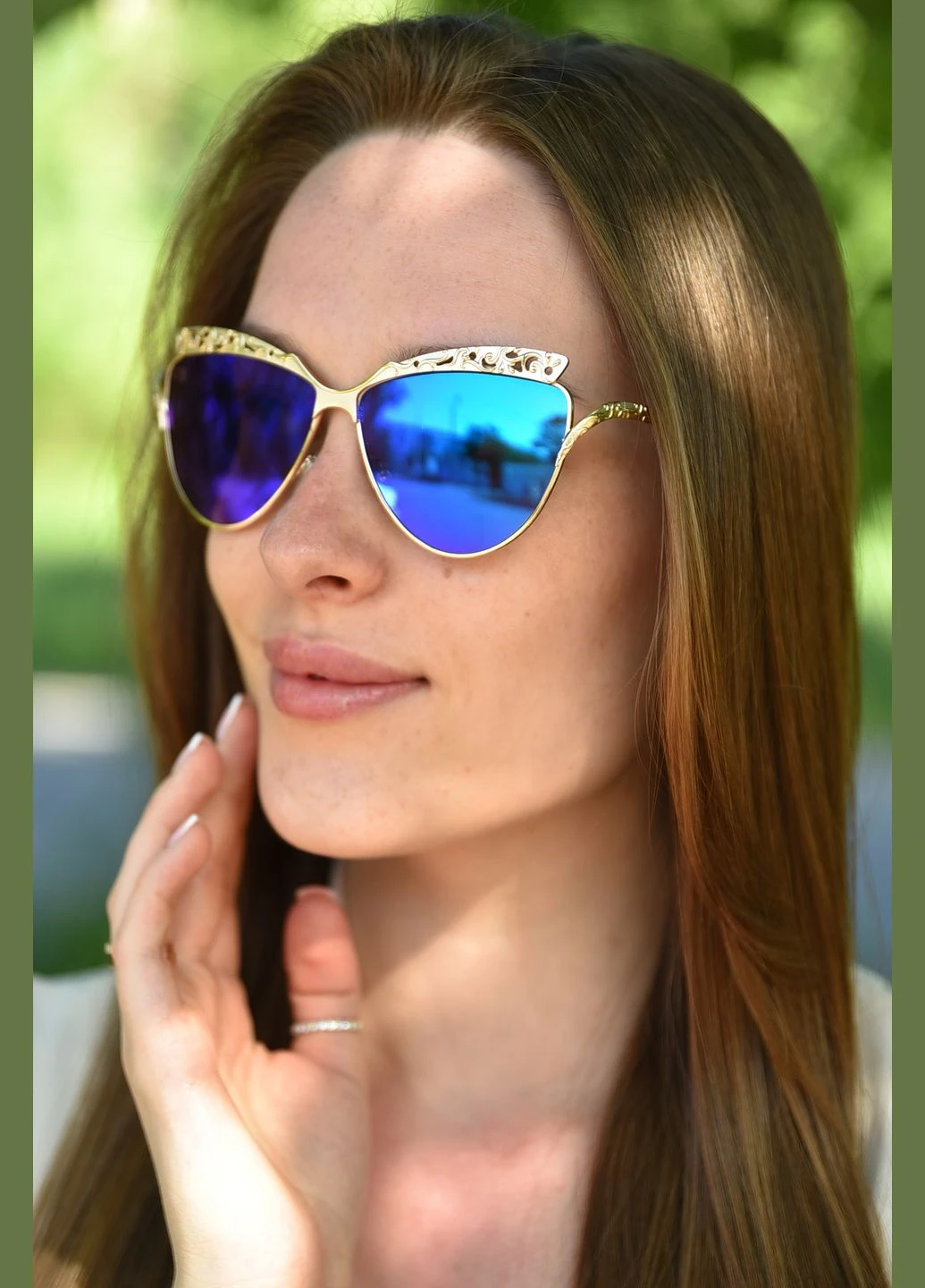 Окуляри жіночі золотистого кольору Let's Shop (299146945)