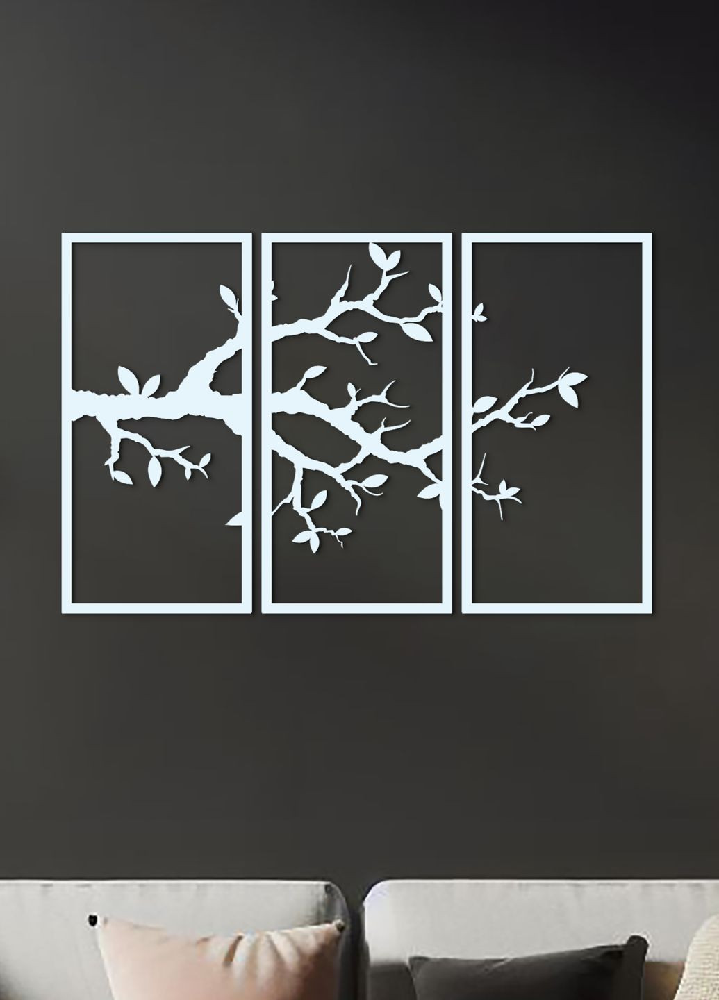 Декор в кімнату, дерев'яна картина на стіну "Гілка вишні модульна картина", стиль мінімалізм 50х80 см Woodyard (292112461)