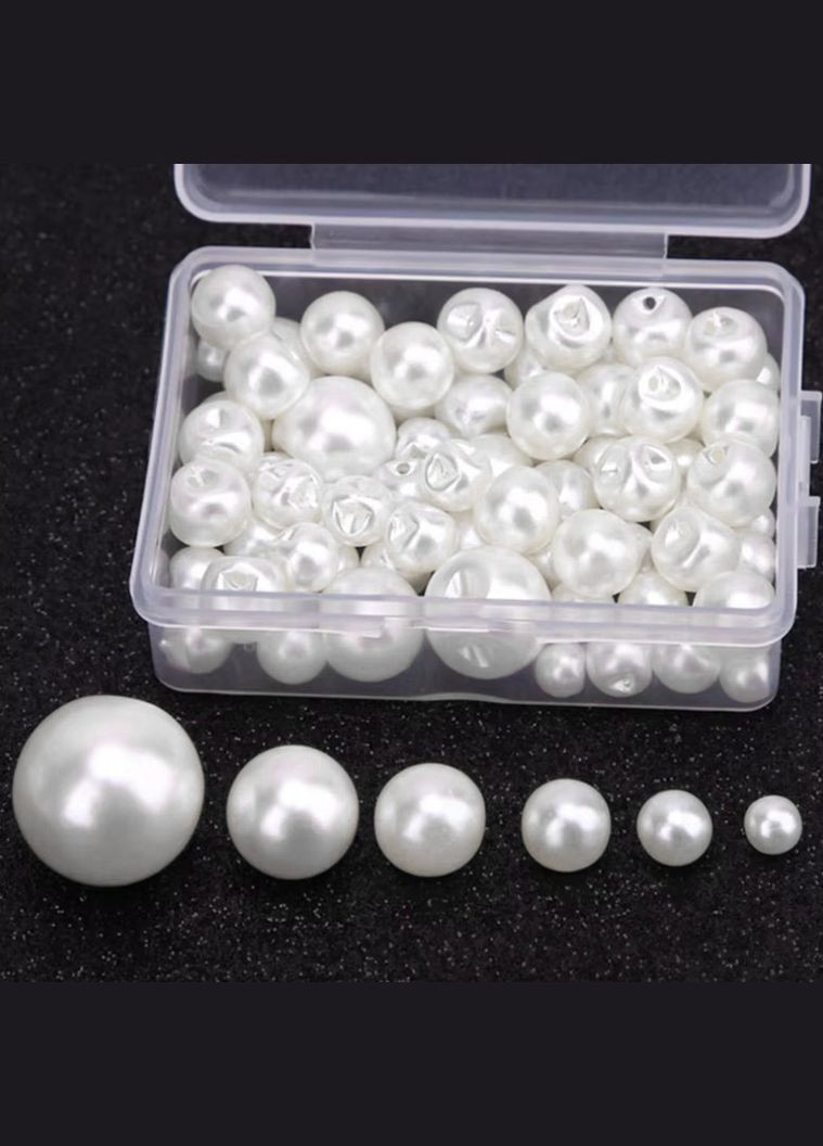 Штучні перли пришивні, гудзик-перлина, 6 мм, білі, 10 шт No Brand (340485079)