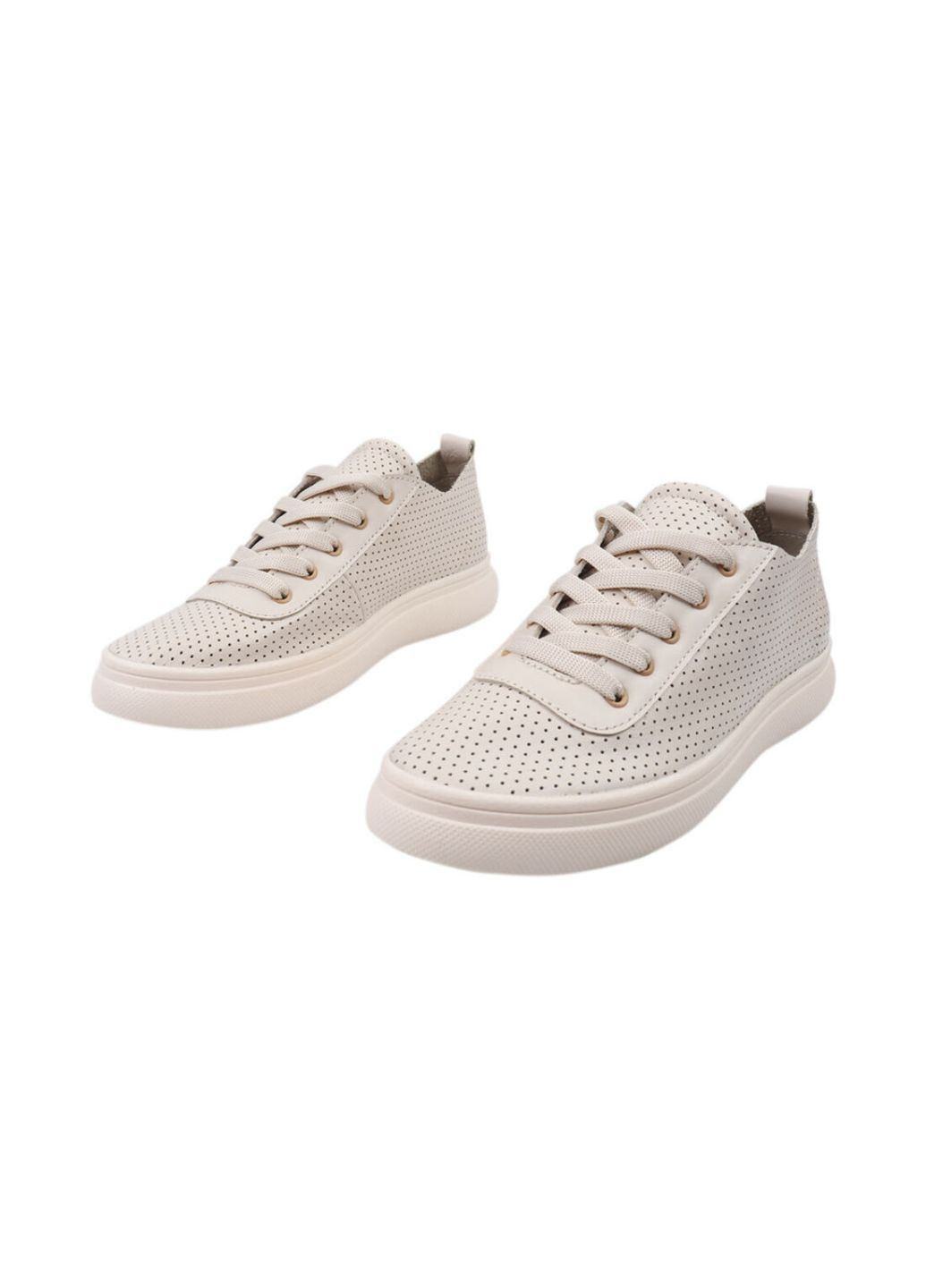 Бежеві кеди жіночі з натуральної шкіри, на низькому ходу, на шнурівці, бежеві, україна Visazh 209-21/25LTCP