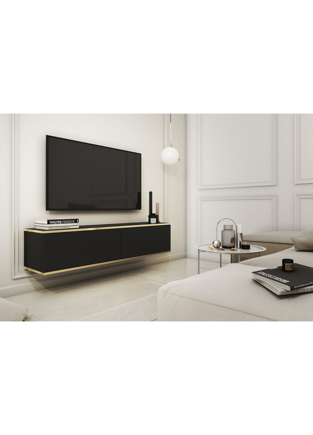 Тумба під телевізор навісна Оро / Oro 2-дверна RTV135 Чорний (PFH-091352) Perfect Home (367179031)