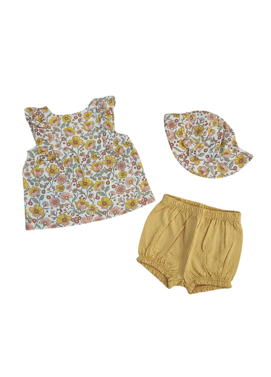 Комбинированный летний детский летний комплект (платье+трусики+панама) для девочки 74 см разноцветный (250122064) C&A