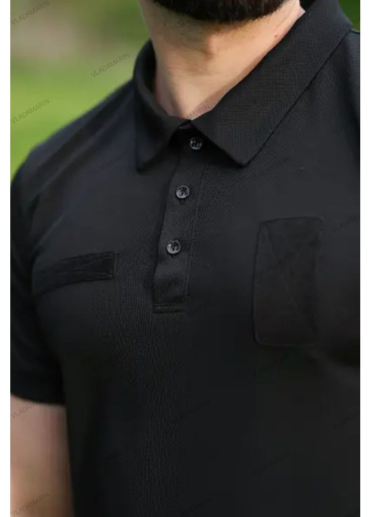 Чорна потовідвідна тактична футболка поло Coolpass для військових та поліції Undolini (366547149)