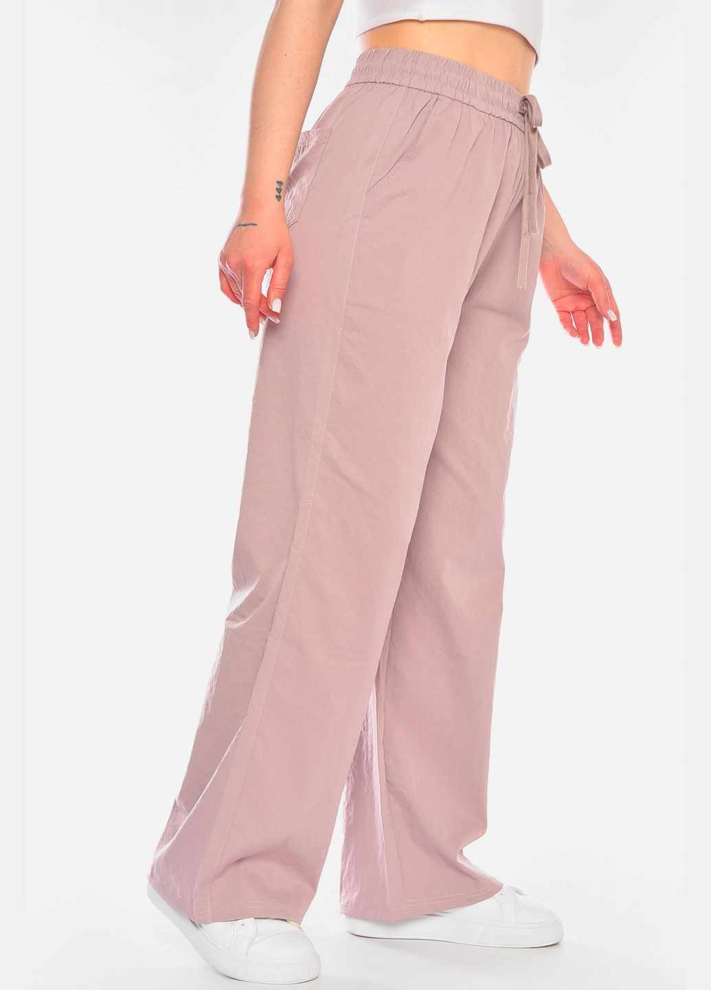 Штаны женские однотонные полубатальные розового цвета Let's Shop (322668729)
