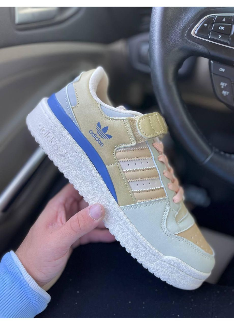 КРОССОВКИ ЖЕНСКИЕ ADIDAS FORUM BEIGE BLUE АДИДАС ФОРУМ No Brand бежевые демисезоны (368861830)