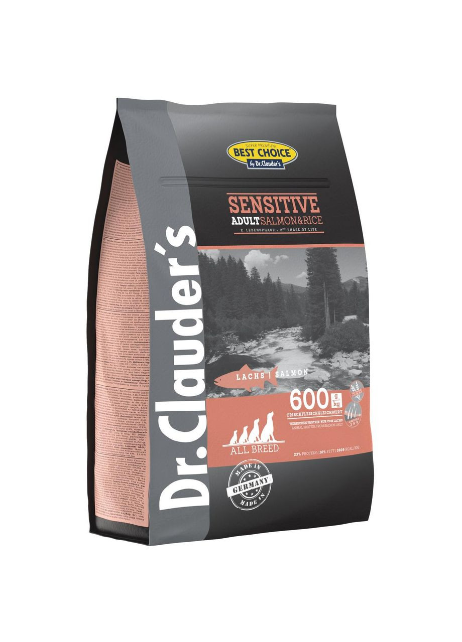 Сухий корм для дорослих собак з чутливим травленням та втратою апетиту, 4 кг. Dr.Clauder’s Sensitive Adult Salmon & Rice Dr.Clauder's (364221028)