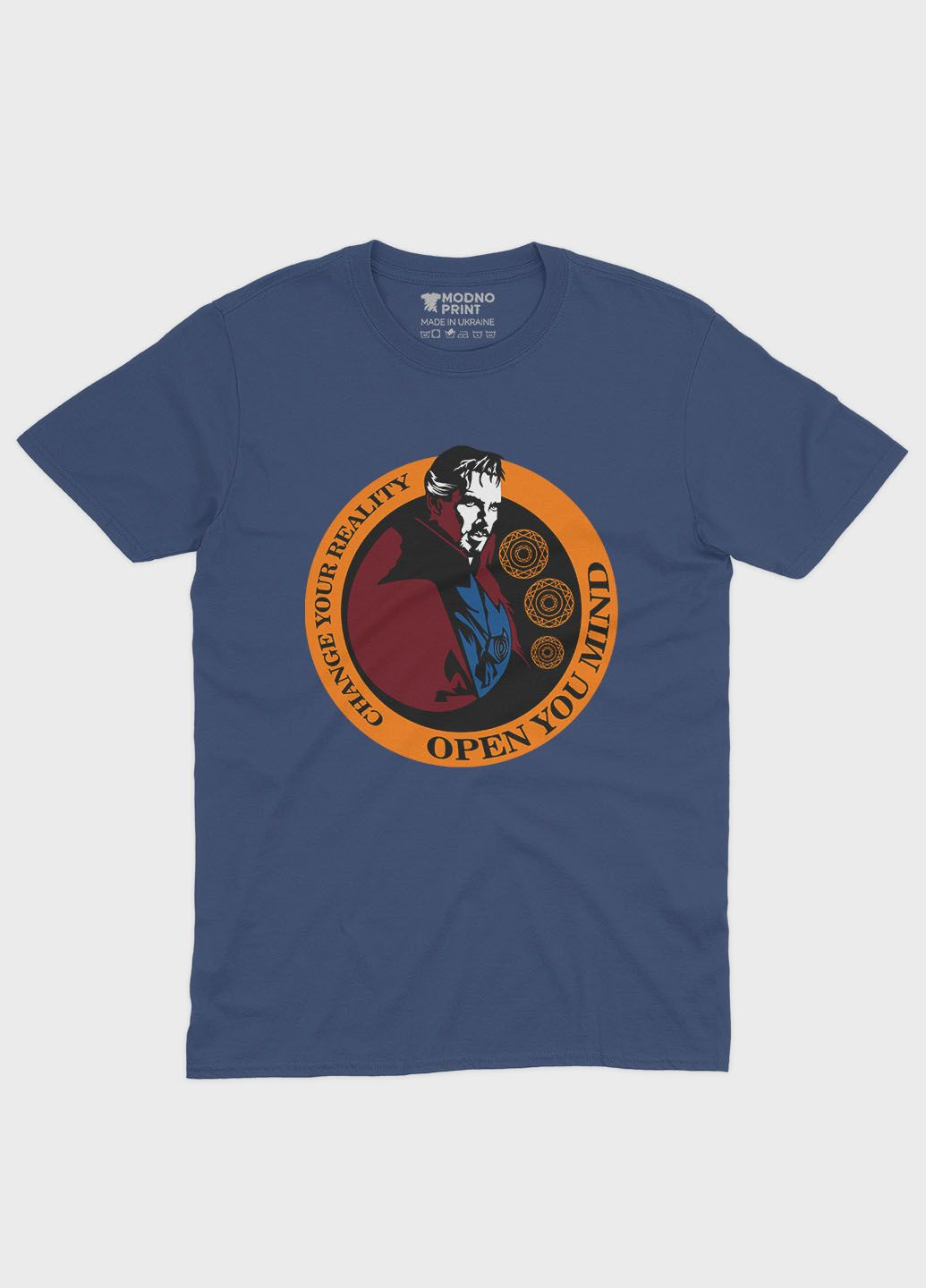 Темно-синяя демисезонная футболка для девочки с принтом супергероя - доктор стрэндж (ts001-1-nav-006-020-005-g) Modno