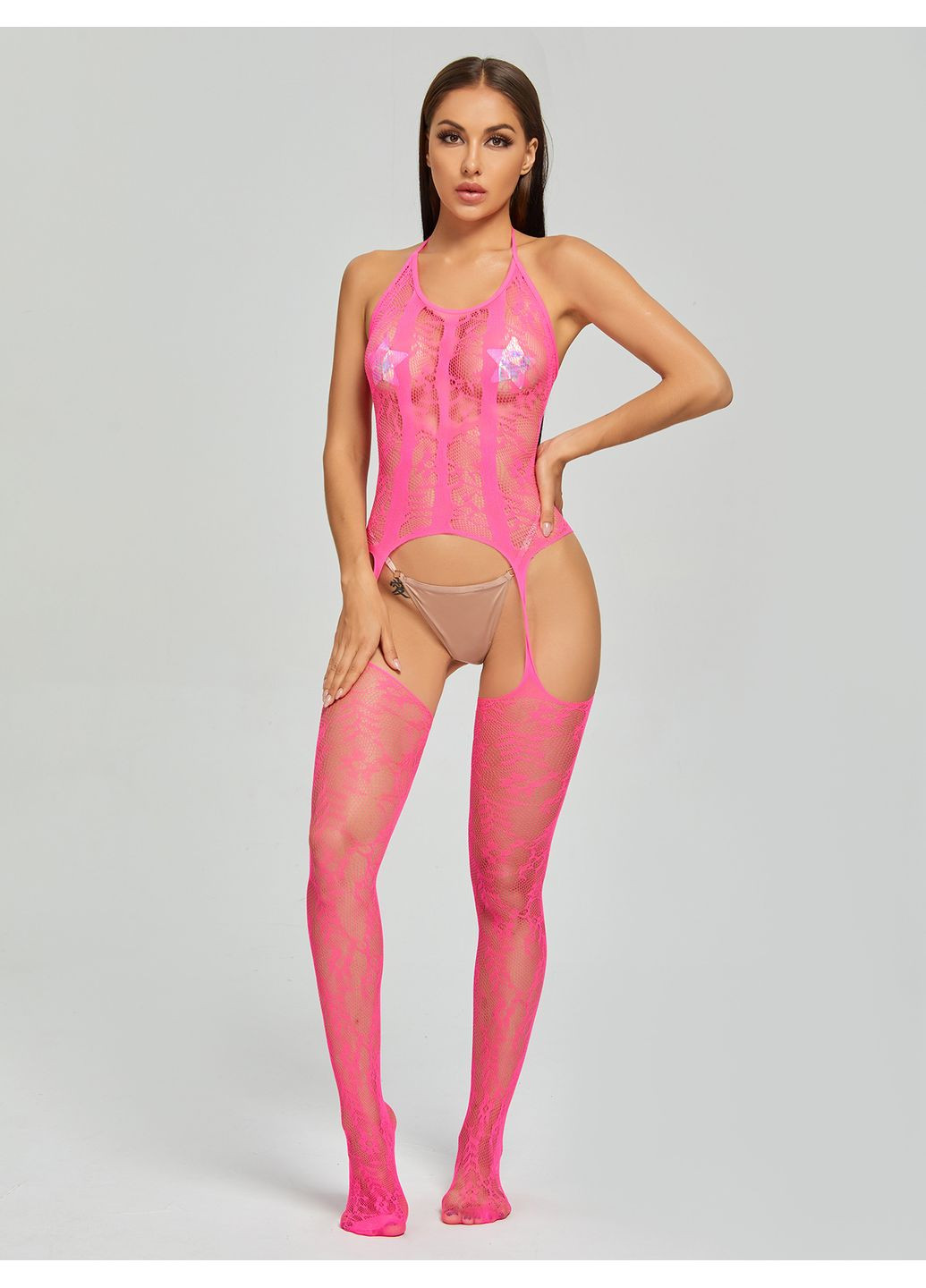 Боди-чулки с имитацией корсета S-L Фуксия No Brand (368892510)